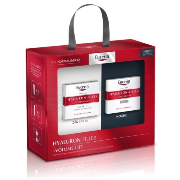 Eucerin Hyaluron-filler Volume-lift Pack Antiedad Día Fps15 Piel Normal Mixta 50ml + Noche 50ml